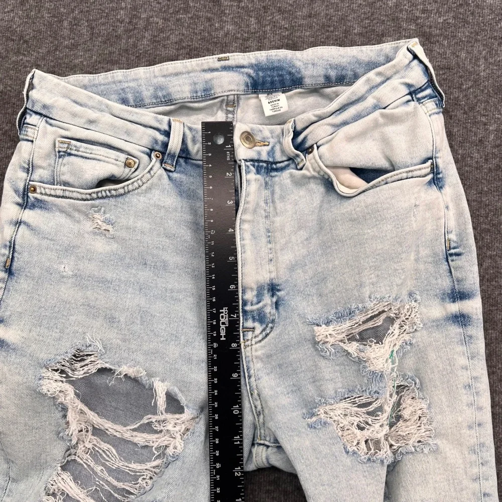 H&M &Denim Womens High Waist Super Skinny Distressed Jeans Light Wash Size 12